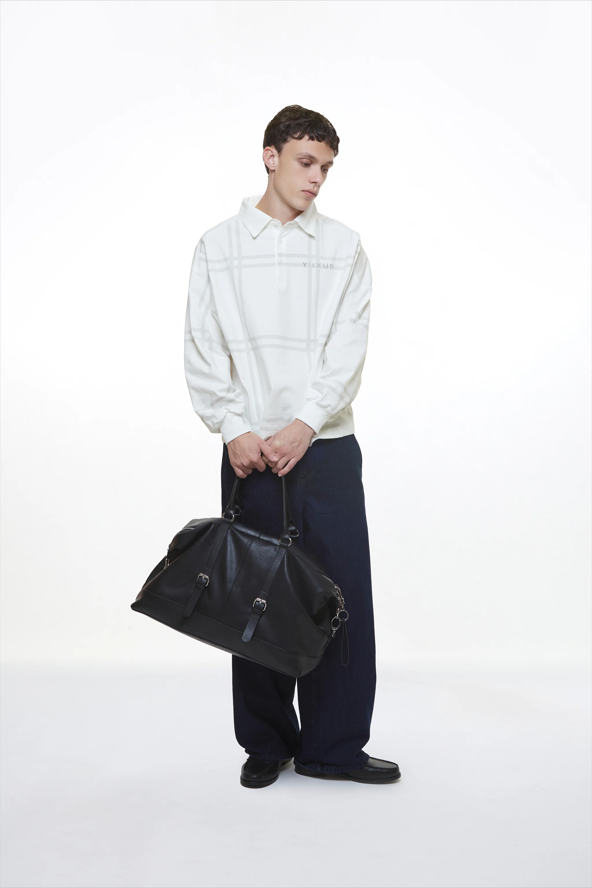 BLACK "VOYAGER" LEATHER BAG - Image 9